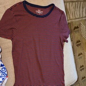 Vineyard Vines Womens Orange and Navy Striped Tee